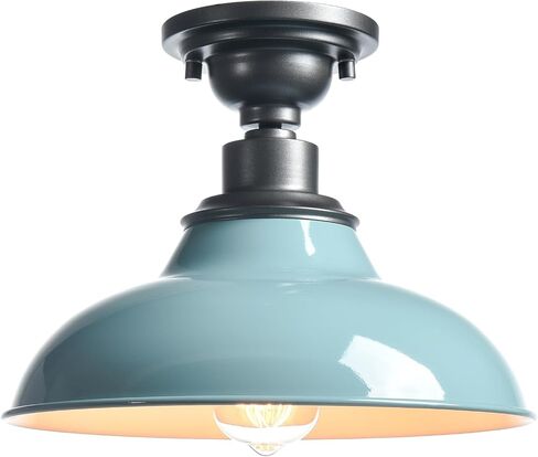 SAMTEEN Industrial Semi Flush Mount Ceiling Light 1-Light Barn Light Fixture Ceiling 12-Inch Farmhouse Ceiling Light for Hallway Entryway Staircase Kitchen, Yellow Finish in Kuwait