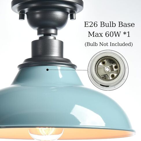 SAMTEEN Industrial Semi Flush Mount Ceiling Light 1-Light Barn Light Fixture Ceiling 12-Inch Farmhouse Ceiling Light for Hallway Entryway Staircase Kitchen, Yellow Finish in Kuwait