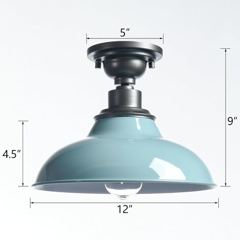 SAMTEEN Industrial Semi Flush Mount Ceiling Light 1-Light Barn Light Fixture Ceiling 12-Inch Farmhouse Ceiling Light for Hallway Entryway Staircase Kitchen, Yellow Finish in Kuwait