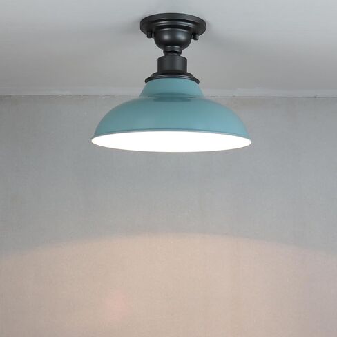 SAMTEEN Industrial Semi Flush Mount Ceiling Light 1-Light Barn Light Fixture Ceiling 12-Inch Farmhouse Ceiling Light for Hallway Entryway Staircase Kitchen, Yellow Finish in Kuwait