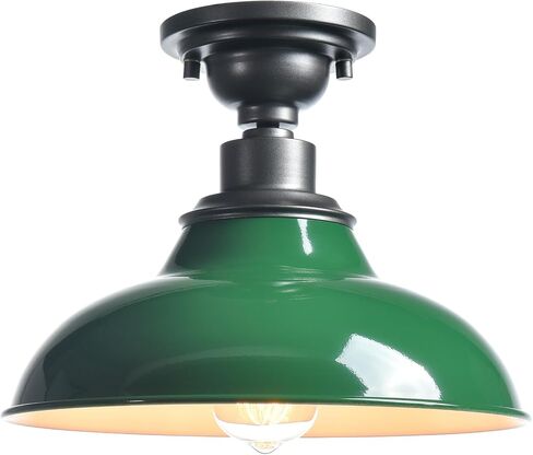 SAMTEEN Industrial Semi Flush Mount Ceiling Light 1-Light Barn Light Fixture Ceiling 12-Inch Farmhouse Ceiling Light for Hallway Entryway Staircase Kitchen, Yellow Finish in Kuwait