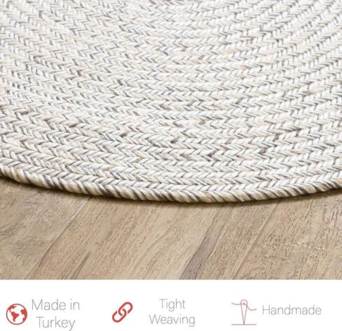 Super Area Rugs Blue, Beige Braided Rug Farmhouse Kitchen Braided Rugs - Washable Area Rug - Rustic Rug for Kitchen Sink - Oval 2' X 3' in Saudi Arabia