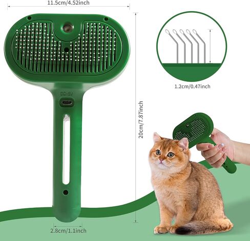 Cat/Dog Deshedding Brush with Water Spray and Steamer - Grooming Tool for Shedding Hair Removal (Christmas Green) in Kuwait