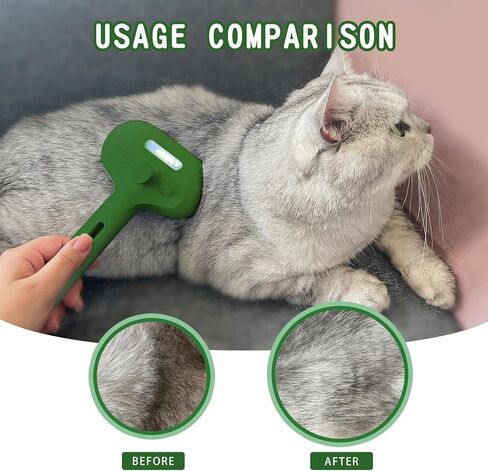 Cat/Dog Deshedding Brush with Water Spray and Steamer - Grooming Tool for Shedding Hair Removal (Christmas Green) in Kuwait