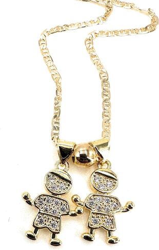 SIFRIMANIA Personalized Child Charm 17.2 inches Anchor Chain Customizable Mother, Wife, Sister, Aunt, Grandmother Gift Necklace (2 Girls +1 Boy) in Kuwait