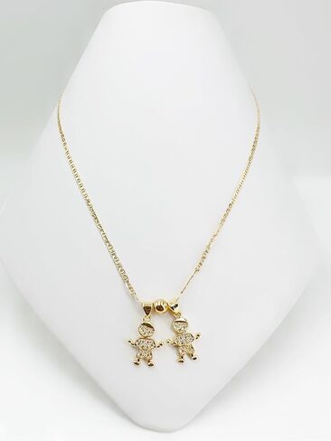 SIFRIMANIA Personalized Child Charm 17.2 inches Anchor Chain Customizable Mother, Wife, Sister, Aunt, Grandmother Gift Necklace (2 Girls +1 Boy) in Kuwait