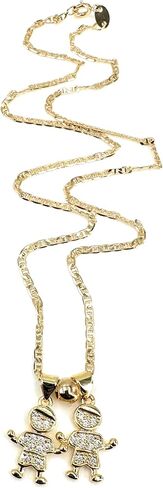SIFRIMANIA Personalized Child Charm 17.2 inches Anchor Chain Customizable Mother, Wife, Sister, Aunt, Grandmother Gift Necklace (2 Girls +1 Boy) in Kuwait