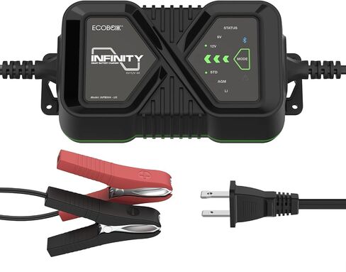 Infinity 8A Battery Charger with Bluetooth APP Monitoring, 12V, Switchable 8 AMP/2 AMP, 8 Stage Charging Automotive Charger, Battery Maintainer, Battery Desulfator for Car, RV, Buses, Trucks, Boats in Saudi Arabia