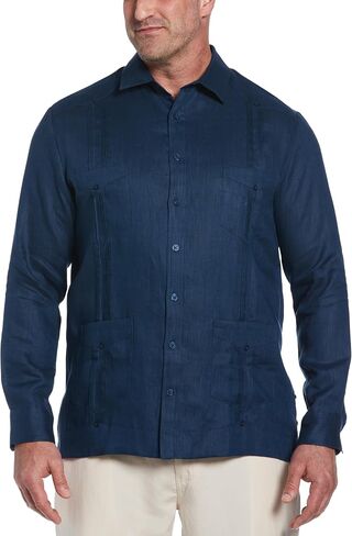 قميص Cubavera الرجالي 100% من الكتان بأربعة جيوب وأكمام طويلة وأزرار سفلية Guayabera (مقاس صغير - 5X كبير وطويل) in Kuwait