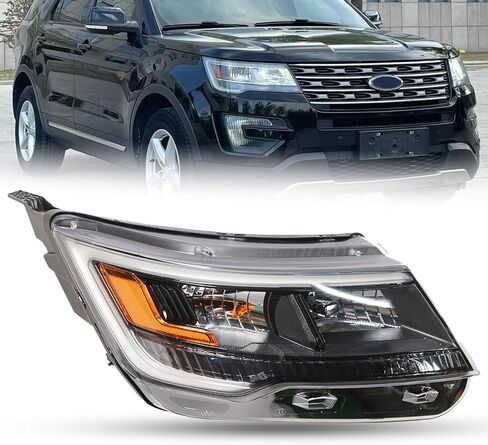 Halogen Headlight Assembly Fit for Ford Explorer 2016 2017 LED Lights Headlamp Left Driver Side Black Housing in Saudi Arabia