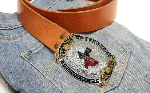 WMG Texas State Belt Buckle Flag Map Cowboy Rodeo Western Fashion Star Gold Tone Color in Kuwait