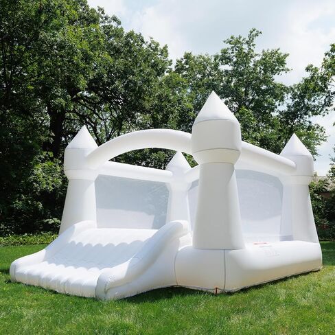 Bounceland Party Castle Daydreamer Cloud Bounce House ، 16.4 قدمًا L x 13.1 قدمًا و W × 9.3 قدمًا ، Hoop Basketball Hoop ، ul Strong Blower ، لون الباستيل العصري ، شريحة ممتعة ومنطقة ترتد ، موضوع القلعة للأطفال in Kuwait