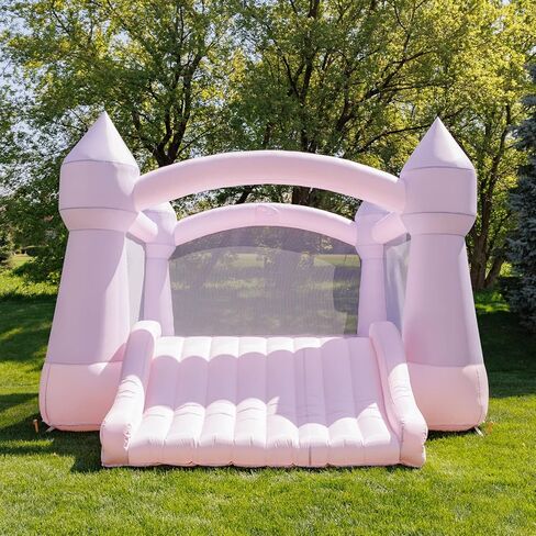 Bounceland Party Castle Daydreamer Cloud Bounce House ، 16.4 قدمًا L x 13.1 قدمًا و W × 9.3 قدمًا ، Hoop Basketball Hoop ، ul Strong Blower ، لون الباستيل العصري ، شريحة ممتعة ومنطقة ترتد ، موضوع القلعة للأطفال in Kuwait
