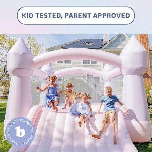 Bounceland Party Castle Daydreamer Cloud Bounce House ، 16.4 قدمًا L x 13.1 قدمًا و W × 9.3 قدمًا ، Hoop Basketball Hoop ، ul Strong Blower ، لون الباستيل العصري ، شريحة ممتعة ومنطقة ترتد ، موضوع القلعة للأطفال in Kuwait