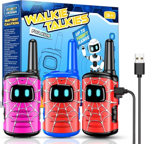 Talkies Walkie for Kids Boys قابلة لإعادة الشحن: 2 حزمة أطفال Talkies Talkies ألعاب في الهواء الطلق لـ 3 4 5 5 6 7 7 8 سنوات هدايا عيد ميلاد عيد الفصح العمر 3-8 سنوات من أفكار الهدايا المشي لمسافات طويلة in Kuwait