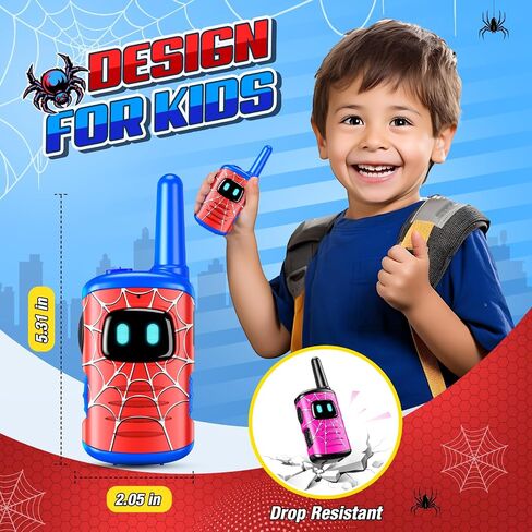 Talkies Walkie for Kids Boys قابلة لإعادة الشحن: 2 حزمة أطفال Talkies Talkies ألعاب في الهواء الطلق لـ 3 4 5 5 6 7 7 8 سنوات هدايا عيد ميلاد عيد الفصح العمر 3-8 سنوات من أفكار الهدايا المشي لمسافات طويلة in Kuwait