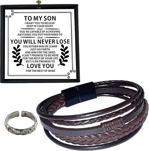 To My Nephew Braided Leather Bracelet, Inspirational Gift for Nephew from Aunt Uncle, Nephew Gift Christmas Birthday Motivational Graduation Gift, Teens Boys Men Multi-Layer Braided Leather Bracelet in Kuwait