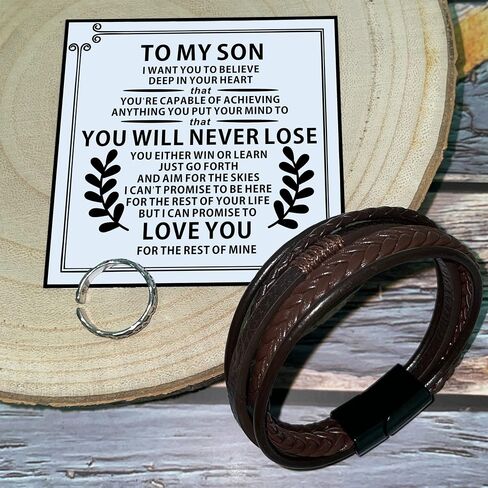 To My Nephew Braided Leather Bracelet, Inspirational Gift for Nephew from Aunt Uncle, Nephew Gift Christmas Birthday Motivational Graduation Gift, Teens Boys Men Multi-Layer Braided Leather Bracelet in Kuwait