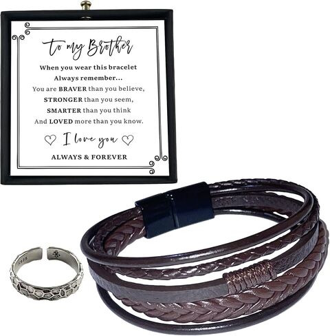 To My Nephew Braided Leather Bracelet, Inspirational Gift for Nephew from Aunt Uncle, Nephew Gift Christmas Birthday Motivational Graduation Gift, Teens Boys Men Multi-Layer Braided Leather Bracelet in Kuwait