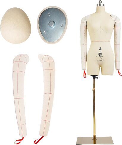 Female Dress Model Torso Body Clothing Forms,Size 12 Professional Dress Form for Display and Tailor DesignSewing Mannequin Foam Body for Pinning. (with Arms Beige, 12) in Kuwait