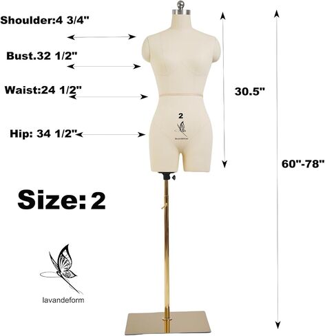 Female Dress Model Torso Body Clothing Forms,Size 12 Professional Dress Form for Display and Tailor DesignSewing Mannequin Foam Body for Pinning. (with Arms Beige, 12) in Kuwait