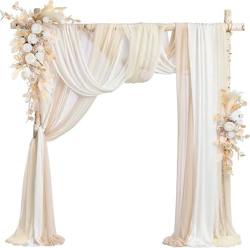 Chiffon Wedding Arch Draping Fabric 29'' x 20 FT Sheer Fabric for Draping Fitted Ceiling Draped Arbor Backdrop Curtain for Wedding Ceremony Party Engagement Bridal Shower Decor (Dusty Rose, 1 Panel) in Saudi Arabia