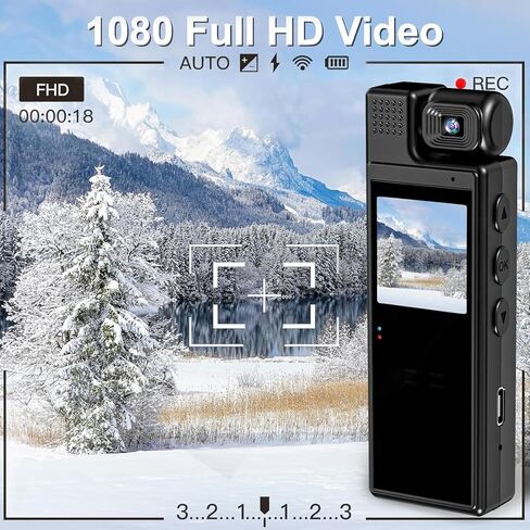 Boby camera with Audio and Video Recording, 1080P Portable Body Camera with 180° Rotating Lens, FHD Video Recorder,Night Vision ,Loop Recording Mini Body Camera for law enforcement,Bike Cameras in Saudi Arabia