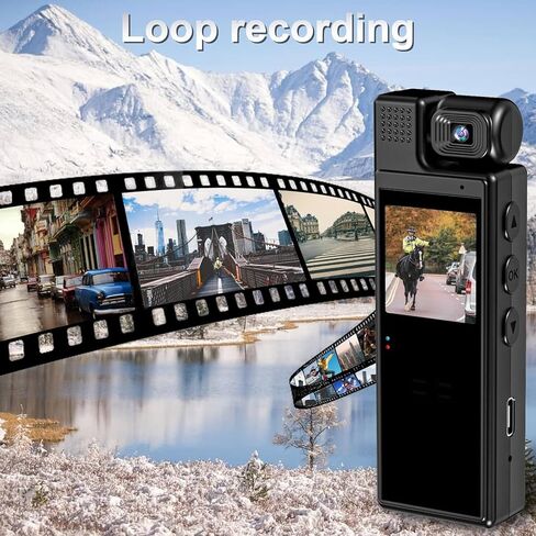 Boby camera with Audio and Video Recording, 1080P Portable Body Camera with 180° Rotating Lens, FHD Video Recorder,Night Vision ,Loop Recording Mini Body Camera for law enforcement,Bike Cameras in Saudi Arabia