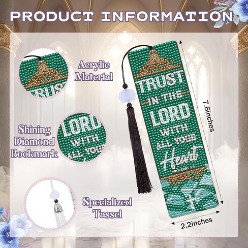 Christian Diamond Art Kits - 8 Pcs Diamond Art Bookmarks for Adult, Bible Verse Religious Diamond Art Kits, Christian Diamond Painting Bookmarks with Tassel, Christian Inspirational Bookmarks in Kuwait