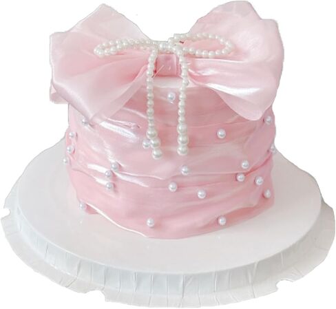 3Pack Pearl Bow knot Cake Toppers Champagne Fabric Bow Cake Decoration with 6.5 feet Pear Cake Ribbon Wrapper Pear Bow Cupcake Picks For Baby Shower Birthday Wedding Party Supplies in Kuwait