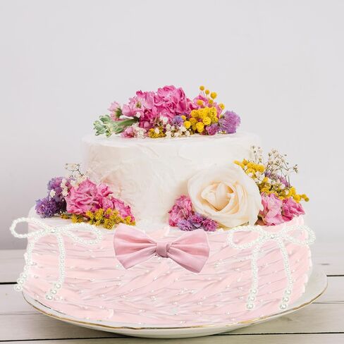 3Pack Pearl Bow knot Cake Toppers Champagne Fabric Bow Cake Decoration with 6.5 feet Pear Cake Ribbon Wrapper Pear Bow Cupcake Picks For Baby Shower Birthday Wedding Party Supplies in Kuwait