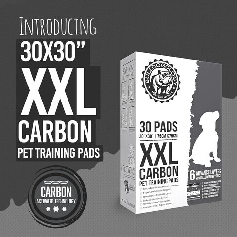 Bulldoglogy 50-Count Carbon Black Puppy Training Pads with Adhesive Tape 24x24 - Large Charcoal Housebreaking Dog Training Wee Pads, Odor Control Thick Pee Pads for Dogs Extra Quick Dry Polymer Tech in Kuwait