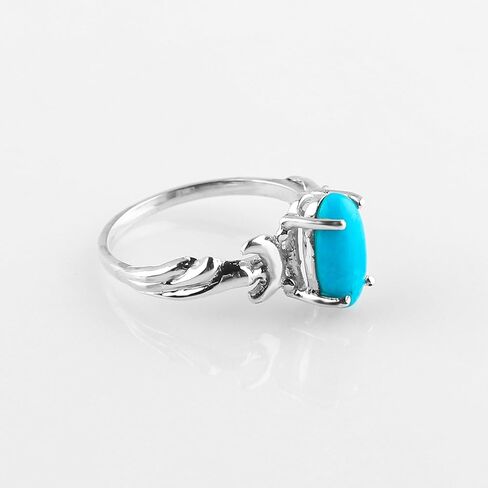 Genuine Blue Turquoise Gemstones Rings, Handmade Bezel Ring, 925 Sterling Silver Jewelry, Statement Promise Ring, December Birthstone, Healing Crystals, Gifts for Women & Girls (US - 9) in Kuwait