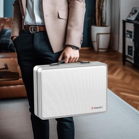 Fireproof Document Box with Fireproof Zipper, Hard Inner Shell Fireproof Document Bag with Lock, Fireproof Water Resistant Important Document Organizer 16 inch Laptop File Briefcase (Black) in Kuwait