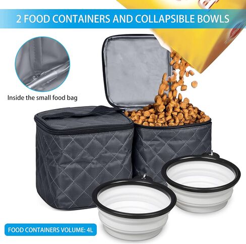 حقيبة الظهر الكلب سفر Baglher - حاوية طعام قابلة للانفصال للكلاب لمستلزمات Pet Supplies حقيبة ظهر للكلاب ، حقيبة الكلاب للسفر مع 2 أوعية قابلة للطي وسلال طعام وردي in Kuwait