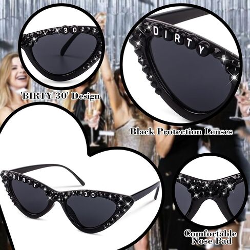 30th Birthday Glasses - 'Dirty 30' Birthday Party Supplies，Birthday Glasses for Death to My 20s for My Youth Funny Thirtieth Birthday Gift Accessories Party Favors in Saudi Arabia