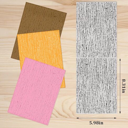 3D Textured Embossing Folders for Card Making, Wooden Lace Plastic Embossing Folders Grain Embossing Folder Craft Card Template for DIY Scrapbooking in Kuwait
