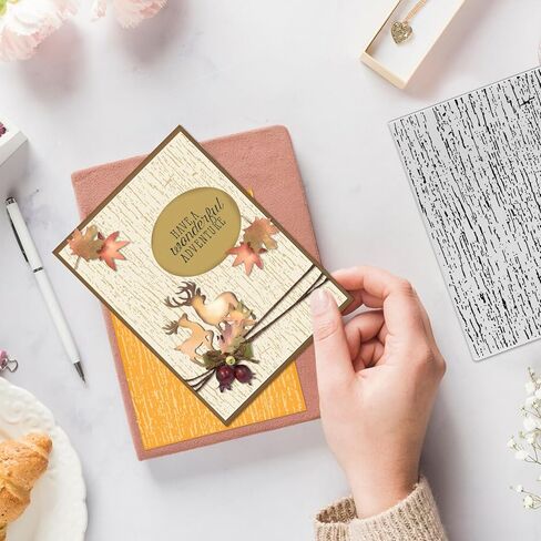 3D Textured Embossing Folders for Card Making, Wooden Lace Plastic Embossing Folders Grain Embossing Folder Craft Card Template for DIY Scrapbooking in Kuwait