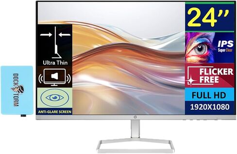 HP Series 5 524sw Monitor (Replaces M24FW) 94C21AA#ABA with Docztorm Dock, 24" FHD IPS (1920x1080)Display, HDMI, VGA, Flicker-Free, Ideal for Home & Business, White/Silver (2024 Latest Model) (2 Pack) in Saudi Arabia