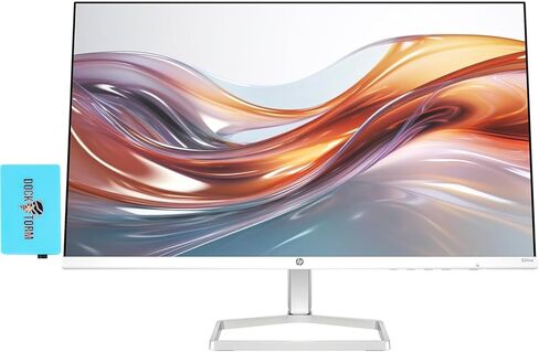 HP Series 5 524sw Monitor (Replaces M24FW) 94C21AA#ABA with Docztorm Dock, 24" FHD IPS (1920x1080)Display, HDMI, VGA, Flicker-Free, Ideal for Home & Business, White/Silver (2024 Latest Model) (2 Pack) in Saudi Arabia