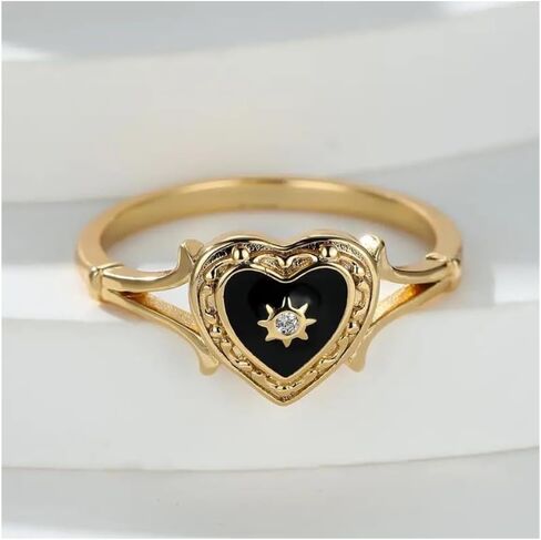 Valentine Heart المينا الإيطالية 925 الخاتم الفضي الاسترليني للنساء ، الخاتم المصنوع يدويًا ، خاتم Engagemnet ، حلقة الوعد ، حلقة عيد الحب (المينا الأحمر - الفضة ، 9) in Kuwait