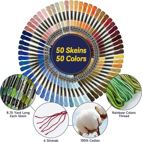 500 Skeins Embroidery Floss - 500 Color Rainbow Cross Stitch Thread, 26.3ft Each Skein Embroidery Cotton Thread for Cross Stitch, Embroidery, Craft Floss, Bracelet Making in Kuwait