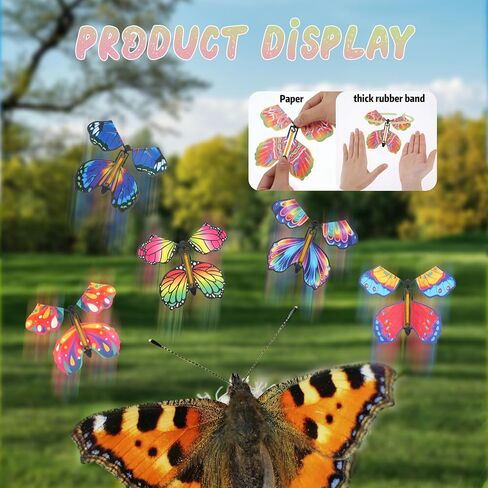Flying Butterfly Card, 20Pcs Rubber Band Wind Up Flying Butterfly Surprise Paper Butterflies in The Book Make Your Own Magic Butterfly Halloween Xmas Surprise Gift (Colorful) in Kuwait