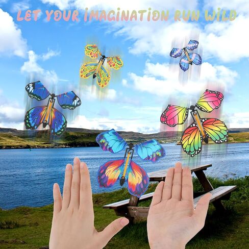 Flying Butterfly Card, 20Pcs Rubber Band Wind Up Flying Butterfly Surprise Paper Butterflies in The Book Make Your Own Magic Butterfly Halloween Xmas Surprise Gift (Colorful) in Kuwait