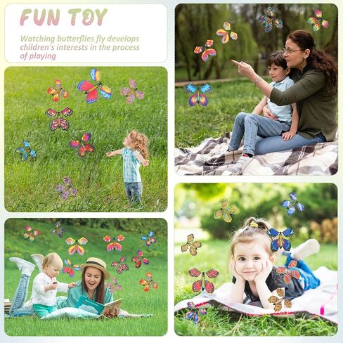 Flying Butterfly Card, 20Pcs Rubber Band Wind Up Flying Butterfly Surprise Paper Butterflies in The Book Make Your Own Magic Butterfly Halloween Xmas Surprise Gift (Colorful) in Kuwait