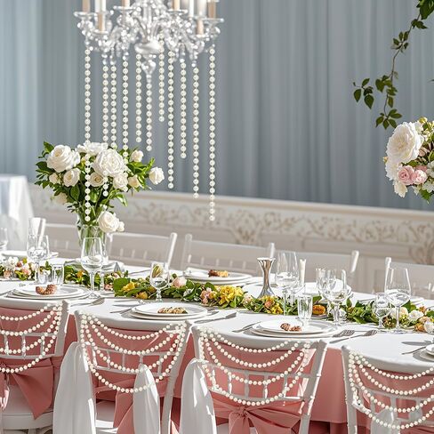 Pearl Garland, 6 MM White Faux String of Pearls, 78 FT Pearl Garland for Christmas Tree, Pearl Strands Spool Pearl String Bead Roll for Backdrop Centerpiece Flowers Wedding Party Decoration DIY Craft in Kuwait
