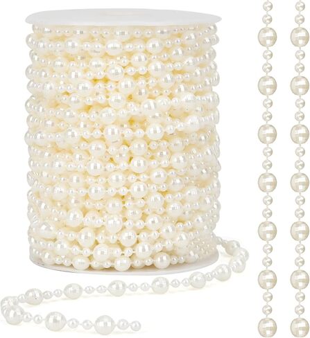 Pearl Garland, 6 MM White Faux String of Pearls, 78 FT Pearl Garland for Christmas Tree, Pearl Strands Spool Pearl String Bead Roll for Backdrop Centerpiece Flowers Wedding Party Decoration DIY Craft in Kuwait