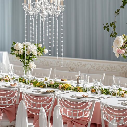 Pearl Garland, 6 MM White Faux String of Pearls, 78 FT Pearl Garland for Christmas Tree, Pearl Strands Spool Pearl String Bead Roll for Backdrop Centerpiece Flowers Wedding Party Decoration DIY Craft in Kuwait