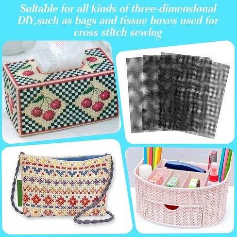 4 Pcs Needlepoint Canvas Mesh Mask Black Mesh Fabric 11.8 X 7.8 Inch Plastic Canvas Sheets for Crafts DIY Crochet Projects Embroidery Making(White) in Kuwait