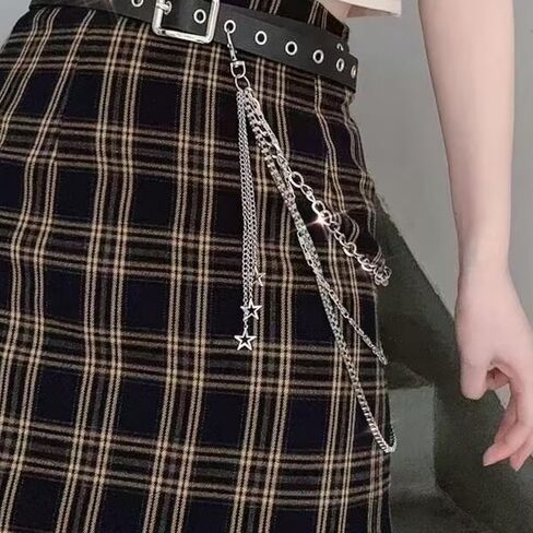 Waist Chains for Women Hip Hop Pants Chain with Keychains Emo Goth Accessories Body Jewelry for Men and Women (Silver) in Kuwait